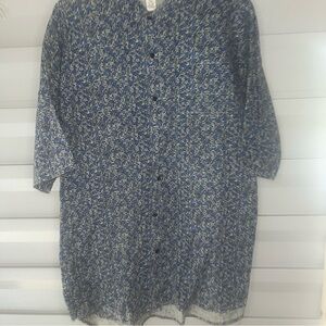 Weekends Button Down Short Sleeve Shirt Size Xl Blue And Grey